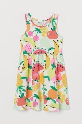 Платье из джерси с принтом фруктов