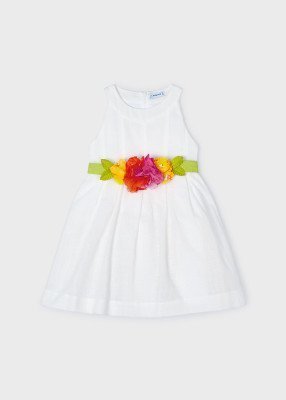 Платье для девочки с поясом и цветочным принтом